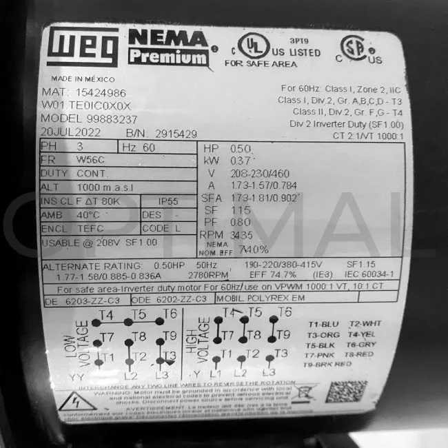 99916340 Grundfos Vertical Multistage Centrifugal Pump CR3-3 A-FGJ-A-E-HQQE 3 Ph 230/460 60HZ 1/2 HP 96083202