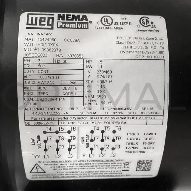99916346 Grundfos Vertical Multistage Centrifugal Pump CR3-9 A-FGJ-A-E-HQQE 3 Ph 230/460 60HZ 1 1/2 HP 96083214