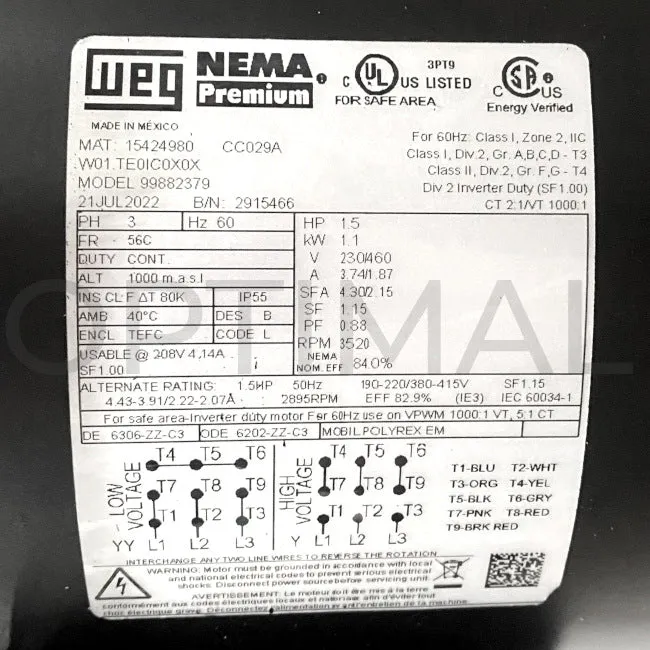 99916782 Grundfos Vertical Multistage Centrifugal Pump CR5-4 A-FGJ-A-E-HQQE 3 Ph 230/460 60HZ 1 1/2 HP 96084255