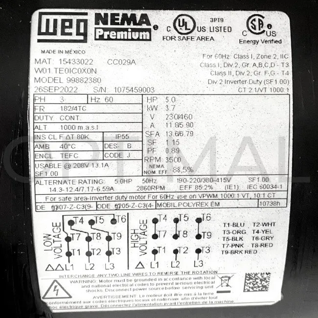 99916794 Grundfos Vertical Multistage Centrifugal Pump CR5-16 A-FGJ-A-E-HQQE 3 Ph 230/460 60HZ 5 HP 96084279