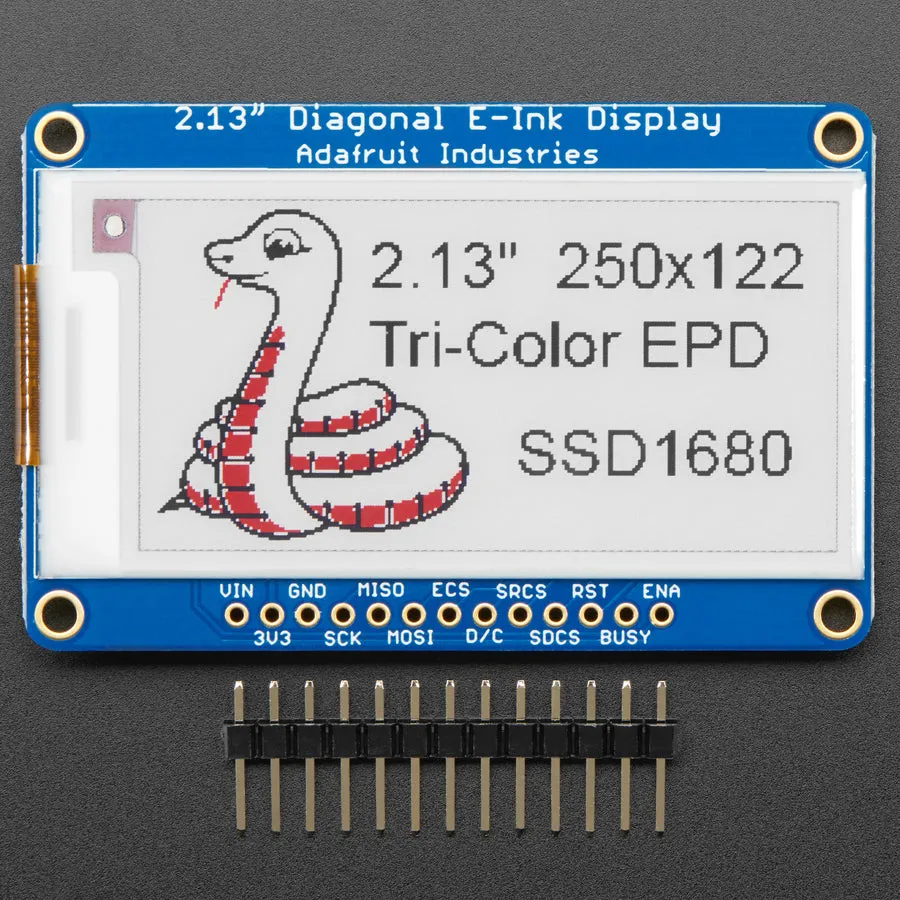 Adafruit 2.13" 250x122 Tri-Color eInk / ePaper Display with SRAM - SSD1680 Driver