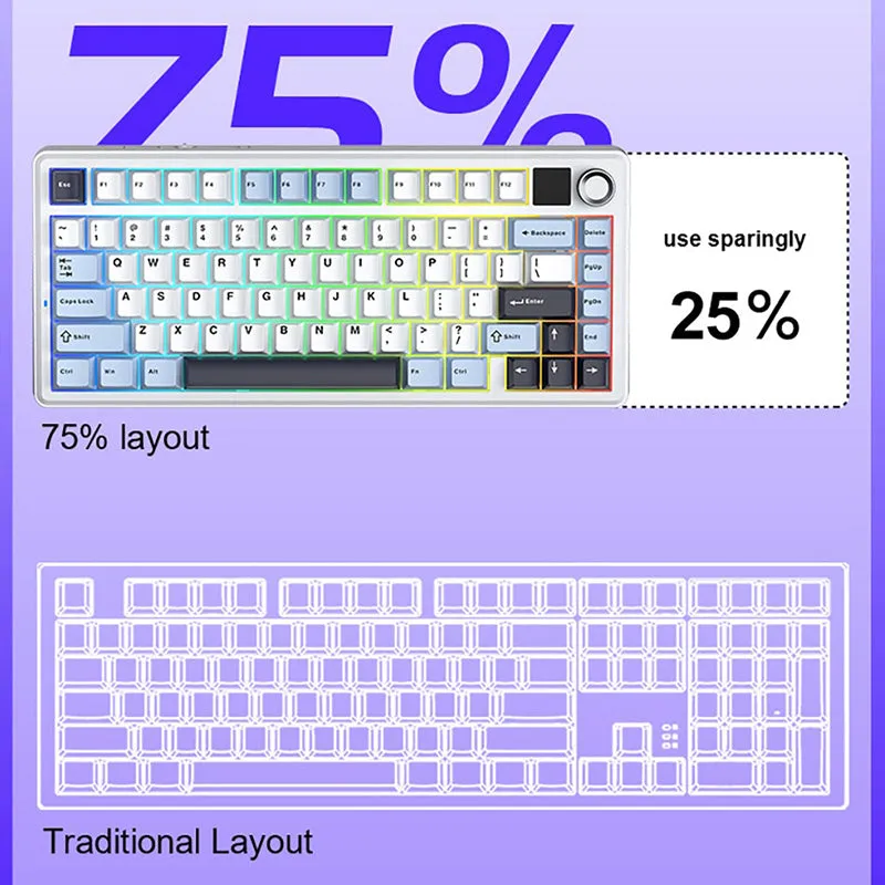 AULA F75 Max Tri-mode Mechanical Keyboard with TFT Screen