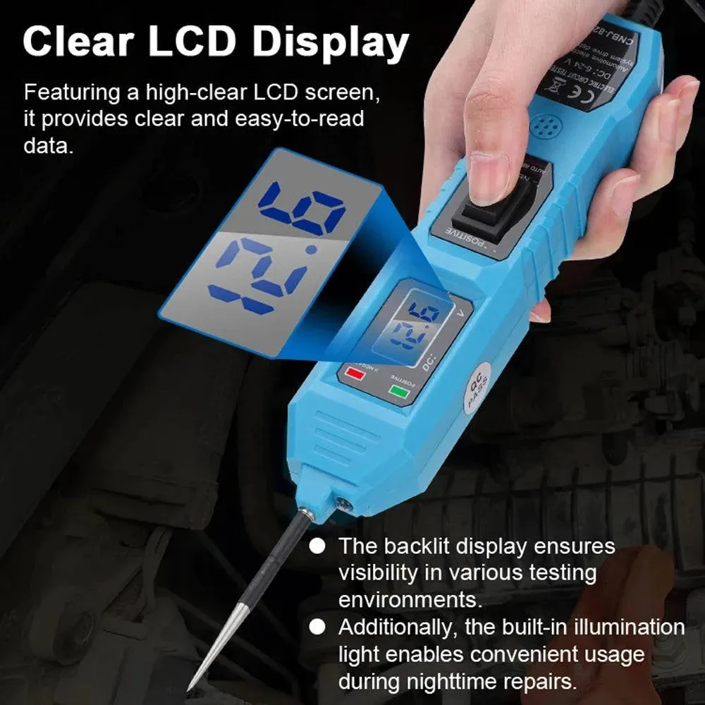Automotive Power Circuit Probe Tester 3.5V-36V Car Electrical System Diagnostic Tool Component with LCD Digital Display