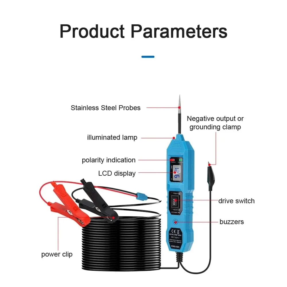 Automotive Power Circuit Probe Tester 3.5V-36V Car Electrical System Diagnostic Tool Component with LCD Digital Display
