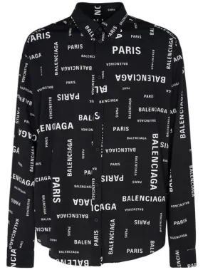 Balenciaga   Paris allover viscose poplin shirt 