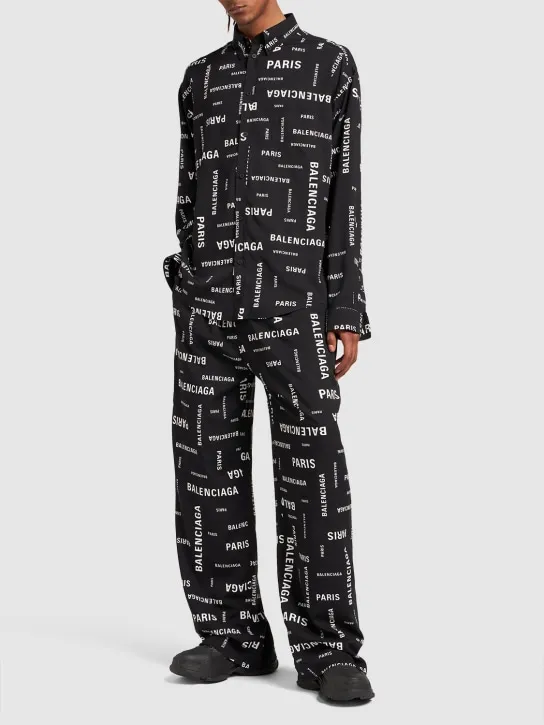 Balenciaga   Paris allover viscose poplin shirt 
