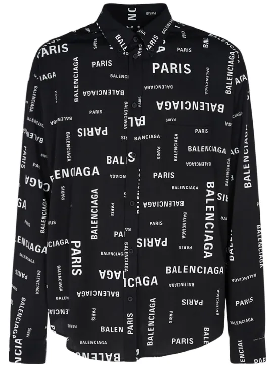 Balenciaga   Paris allover viscose poplin shirt 