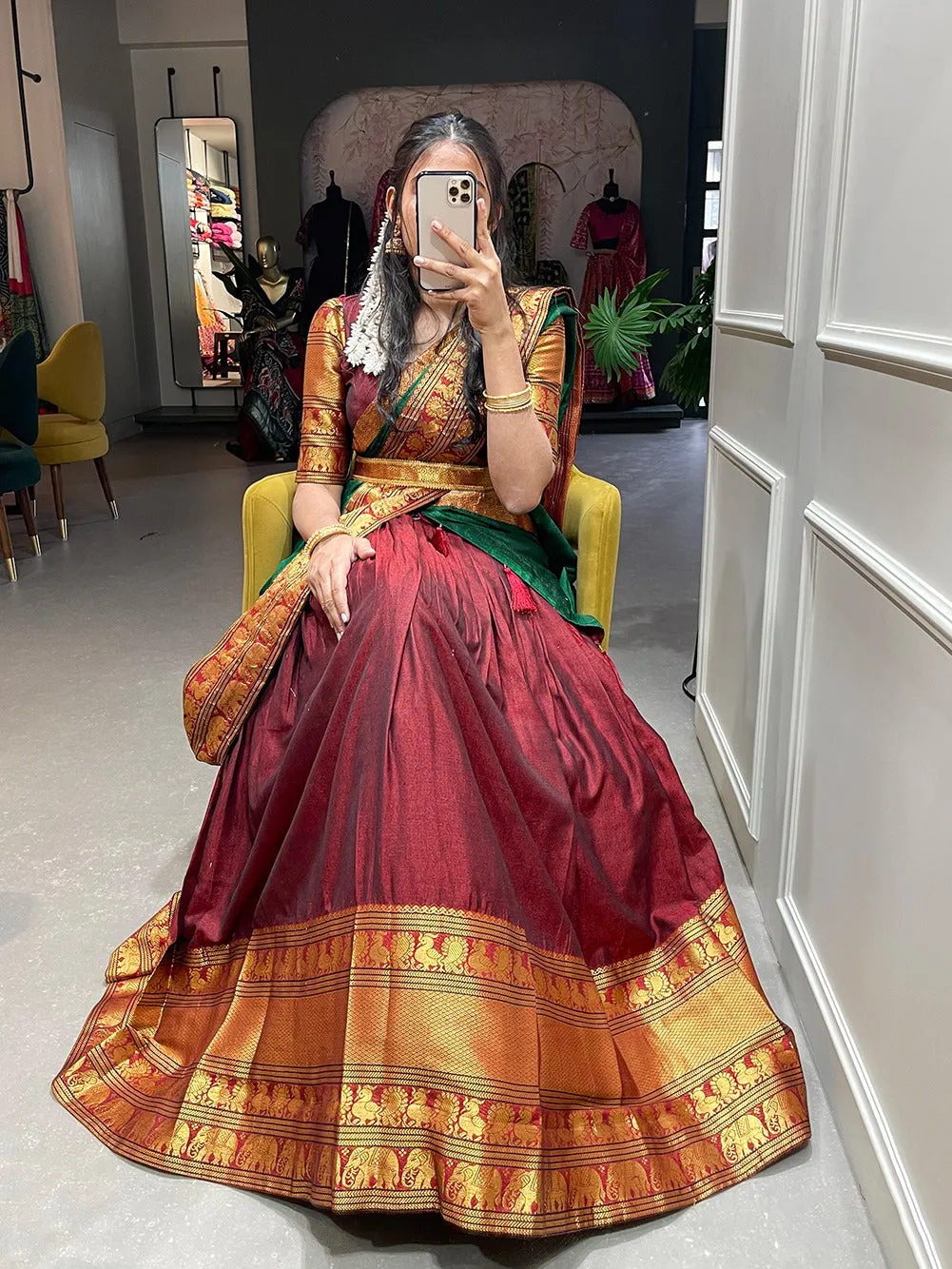 Beautiful Designer Party Wear Narayan Pet Paithani Lehenga Choli