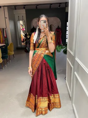 Beautiful Designer Party Wear Narayan Pet Paithani Lehenga Choli