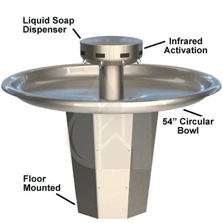 Bradley SN2008 Sentry Washfountain, 54", Circular, IR Activated, B Drain