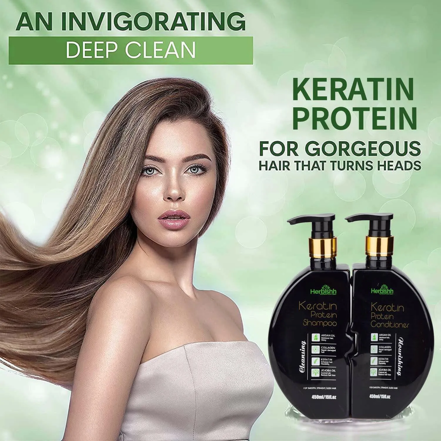 Buy 2 pcs Keratin Shampoo & Conditioner set get Instant Hair Straightener Cream free