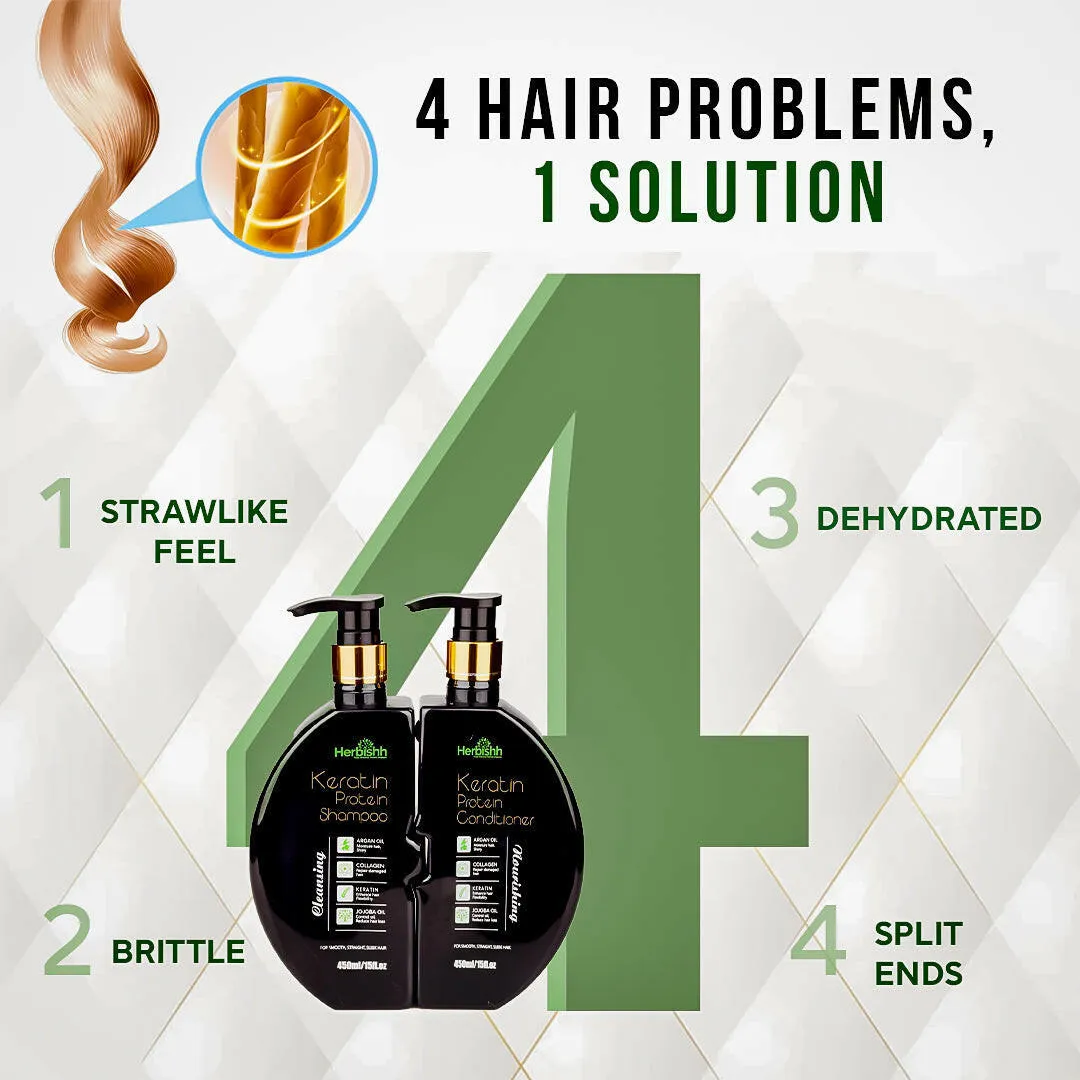 Buy 2 pcs Keratin Shampoo & Conditioner set get Instant Hair Straightener Cream free