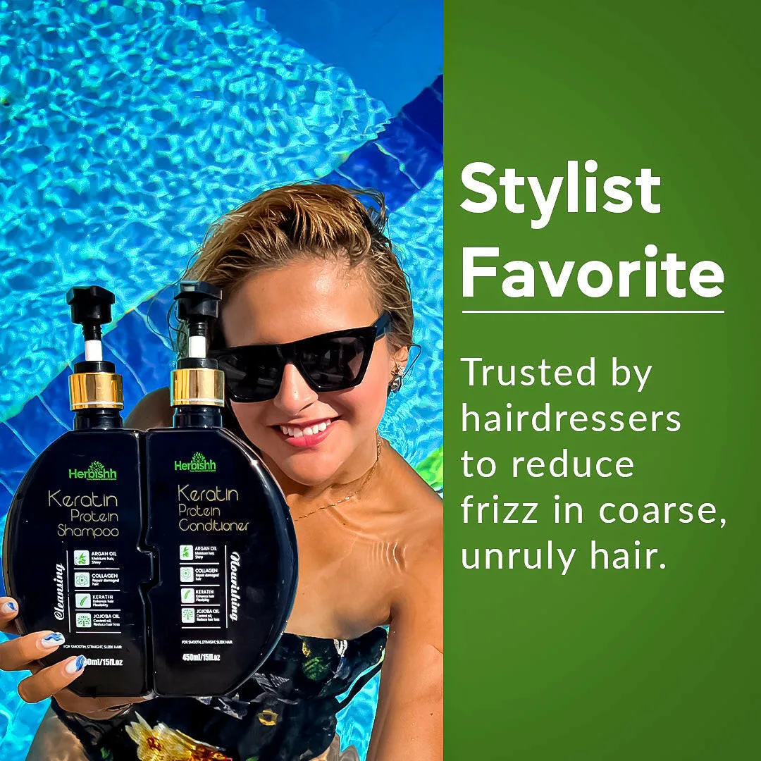 Buy 2 pcs Keratin Shampoo & Conditioner set get Instant Hair Straightener Cream free