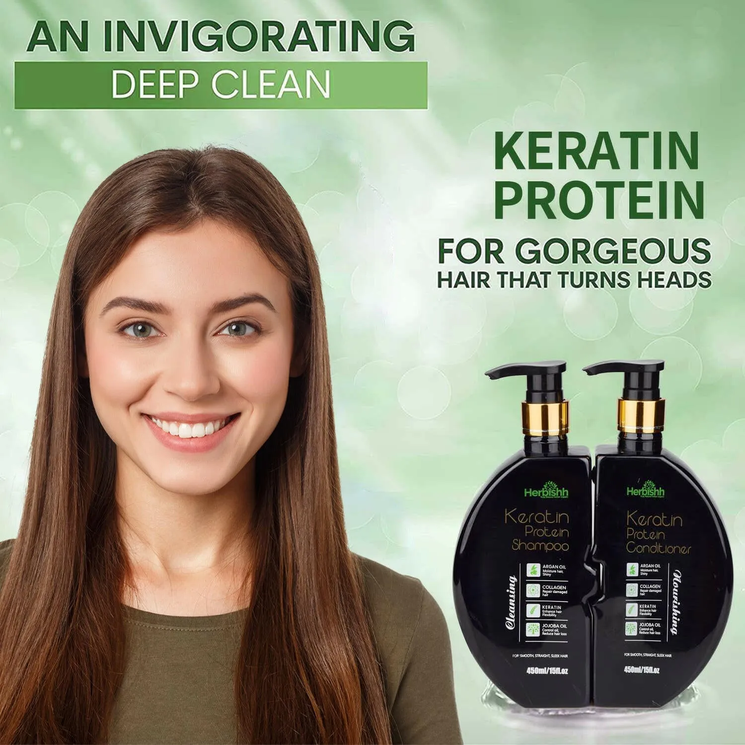 Buy 2 pcs Keratin Shampoo & Conditioner set get Instant Hair Straightener Cream free