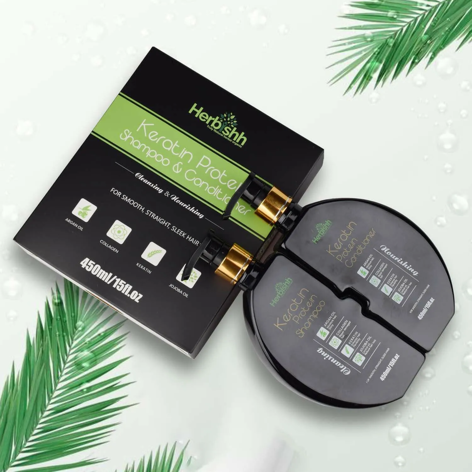 Buy 2 pcs Keratin Shampoo & Conditioner set get Instant Hair Straightener Cream free