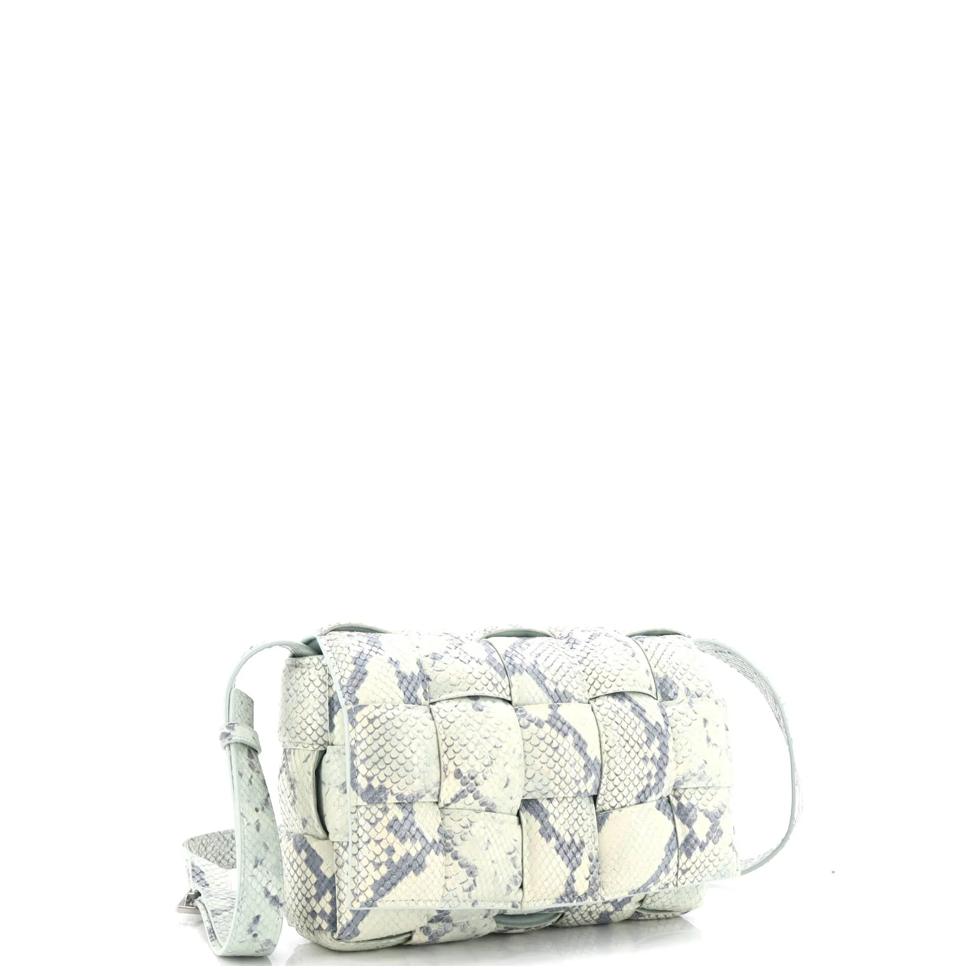 Cassette Crossbody Bag Padded Maxi Intrecciato Python Embossed Leather