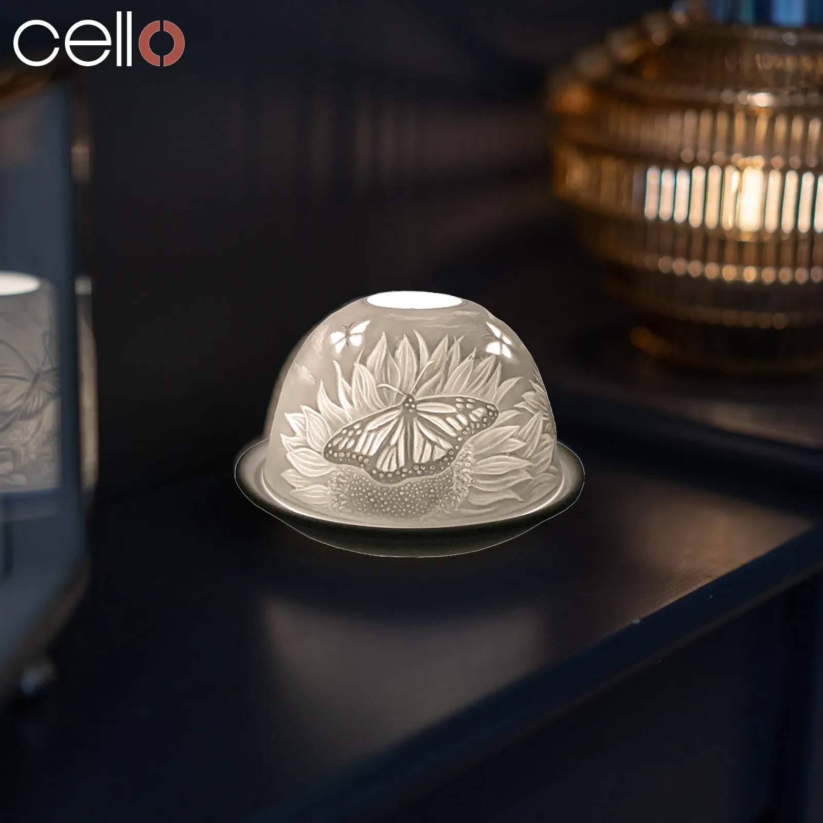 Cello Tealight Dome - Sunflower Butterfly