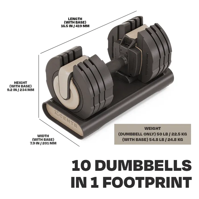 Centr Smart Stack 50 Adjustable Dumbbell (Single - 5-50 lb Dumbbell)