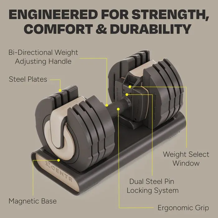 Centr Smart Stack 50 Adjustable Dumbbell (Single - 5-50 lb Dumbbell)