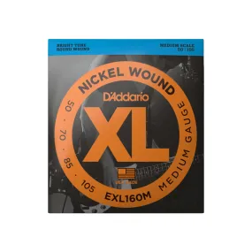 D'Addario Medium XL Nickel Wound Bass Guitar Strings, 50-105 Medium Scale