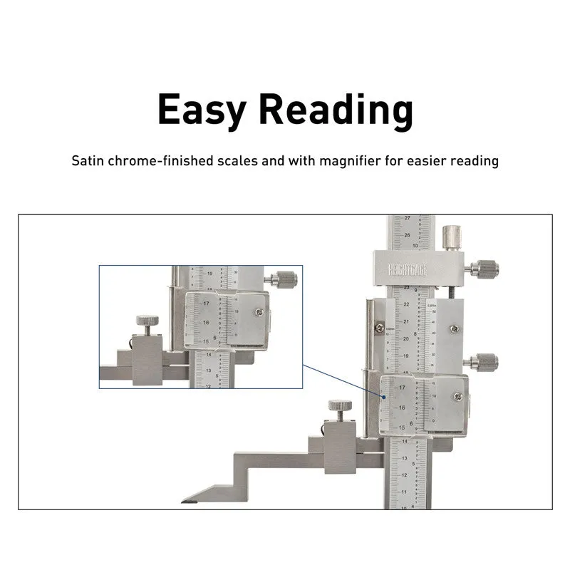 DASQUA Professional 300mm / 12’’ Height Gauge 0.02mm / 0.001” Resolution With Magnifier & Adjustable Main Beam