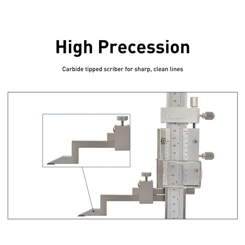 DASQUA Professional 300mm / 12’’ Height Gauge 0.02mm / 0.001” Resolution With Magnifier & Adjustable Main Beam