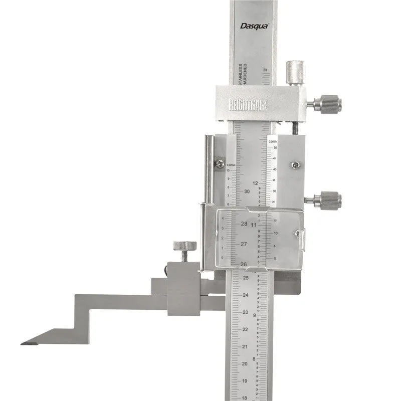 DASQUA Professional 300mm / 12’’ Height Gauge 0.02mm / 0.001” Resolution With Magnifier & Adjustable Main Beam