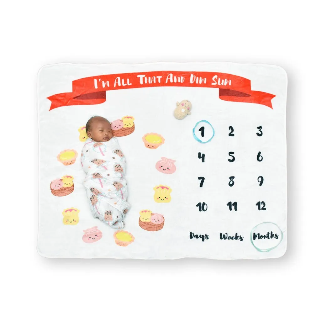 Dim Sum Fleece Milestone Blanket by The Wee Been