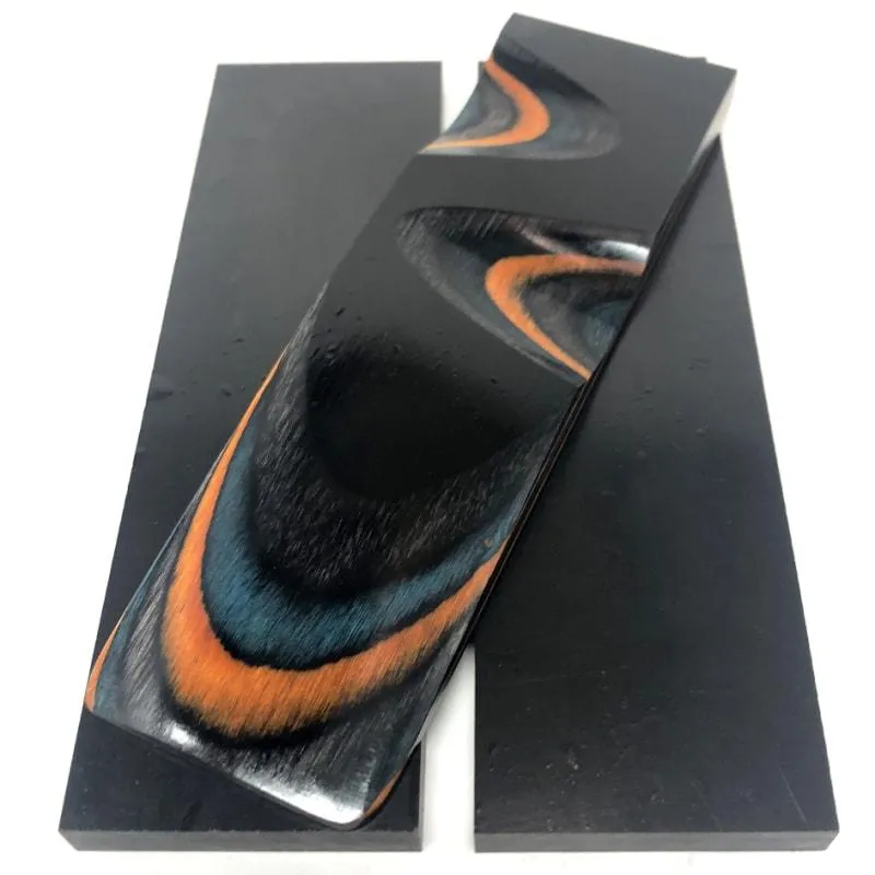 DymaLux "AQUA FIRE"- Laminated Wood Knife Handle Scales- 3/8" x 1.5" x 5"