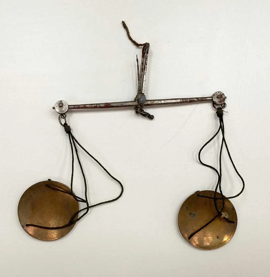 Early Nineteenth Century Pocket Scale Set in Toleware Case