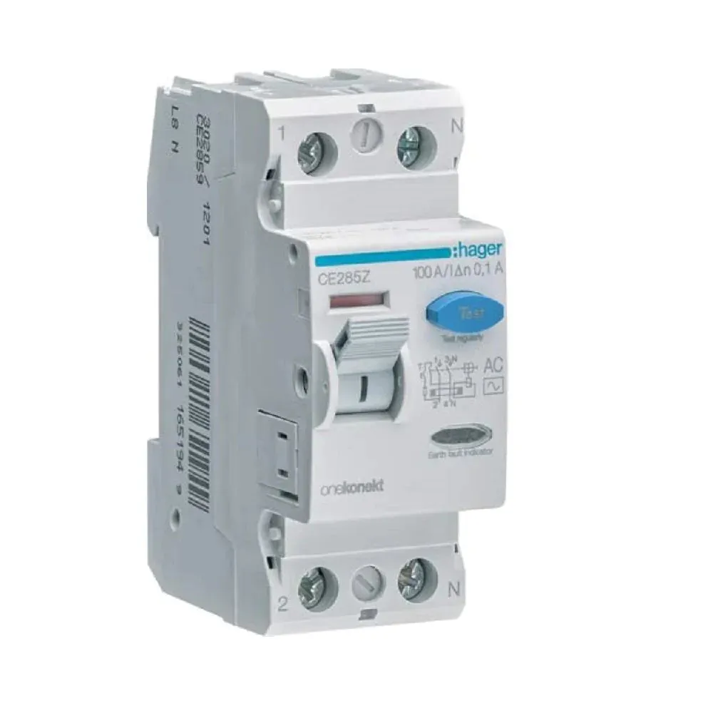 ELCB / RCCB Hager 2-Pole 100A 100mA - CE285Z