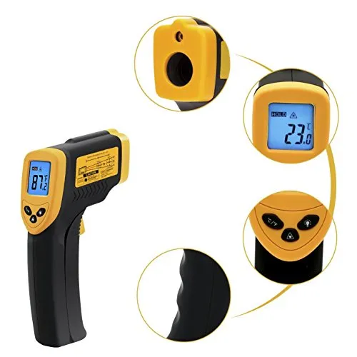 Etekcity Lasergrip 1080 Non-contact Digital Laser Infrared Thermometer Temperature Gun -58℉~1022℉ (-50℃～550℃), Yellow and Black