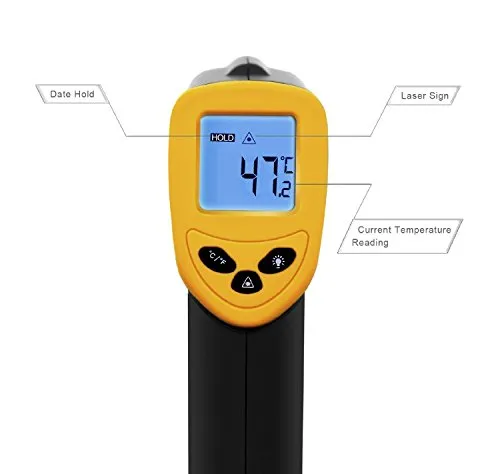 Etekcity Lasergrip 1080 Non-contact Digital Laser Infrared Thermometer Temperature Gun -58℉~1022℉ (-50℃～550℃), Yellow and Black