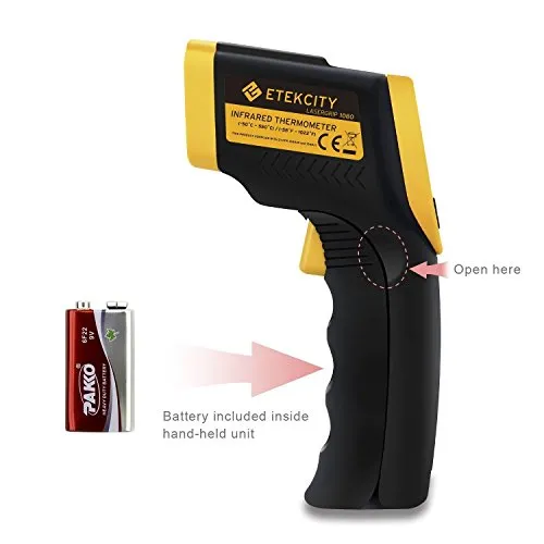 Etekcity Lasergrip 1080 Non-contact Digital Laser Infrared Thermometer Temperature Gun -58℉~1022℉ (-50℃～550℃), Yellow and Black