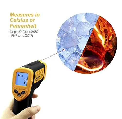 Etekcity Lasergrip 1080 Non-contact Digital Laser Infrared Thermometer Temperature Gun -58℉~1022℉ (-50℃～550℃), Yellow and Black
