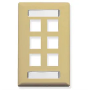 Faceplate- Id- 1-gang- 6-port- Ivory