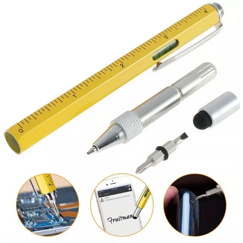 Full Metal Body 6-in-1 Multi-Function Tool Yellow Engineers Pen
