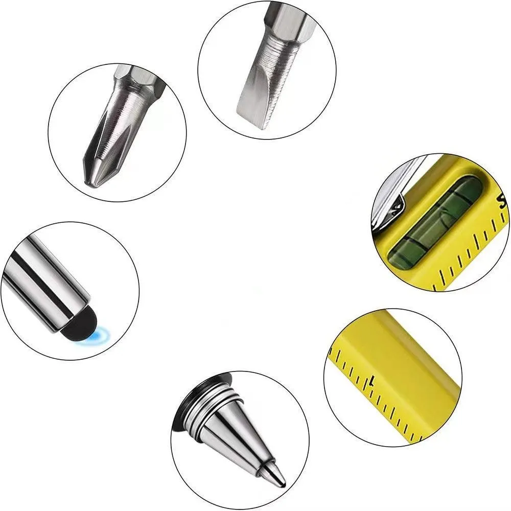 Full Metal Body 6-in-1 Multi-Function Tool Yellow Engineers Pen
