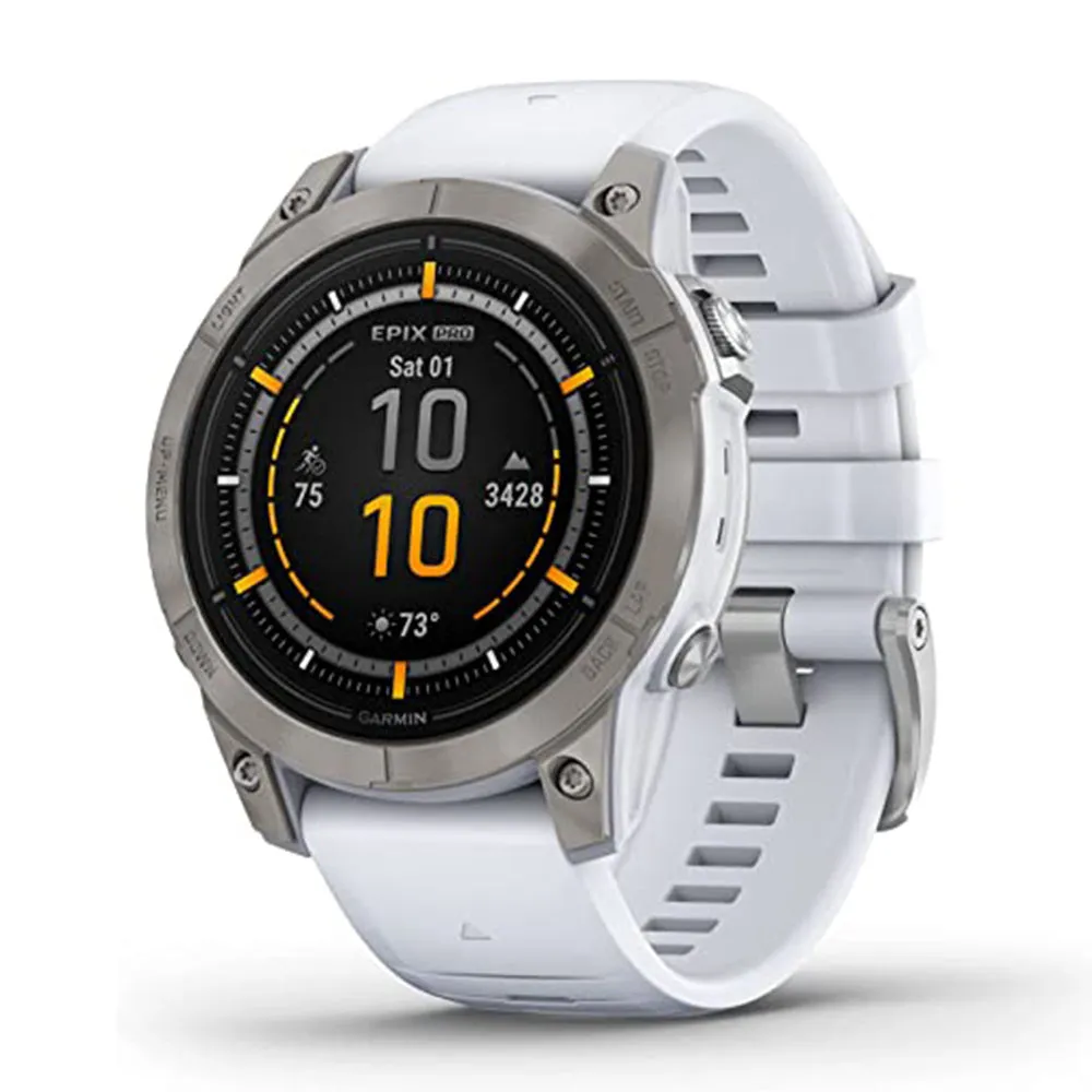 Garmin epix Pro (Gen 2) Sapphire Edition 47mm Whitestone Advanced Training Technology Built-in Flashlight High Performance Smartwatch - 010-02803-20