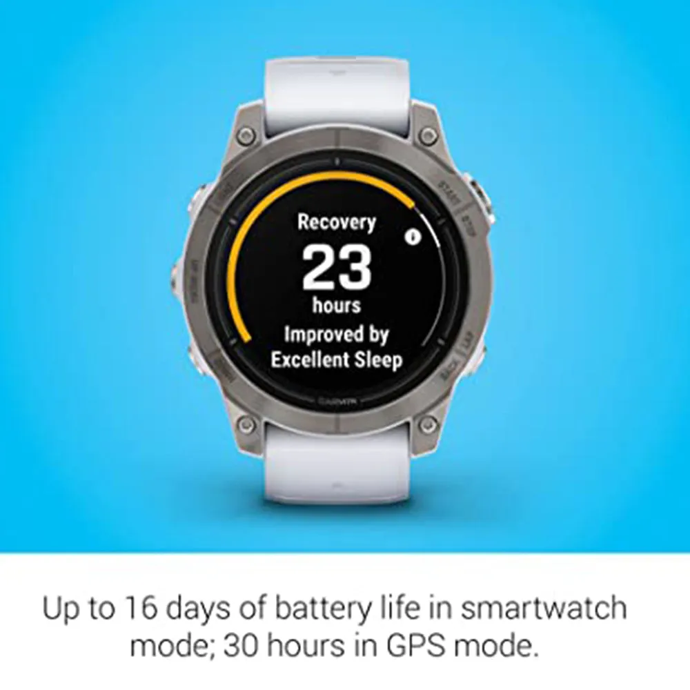 Garmin epix Pro (Gen 2) Sapphire Edition 47mm Whitestone Advanced Training Technology Built-in Flashlight High Performance Smartwatch - 010-02803-20