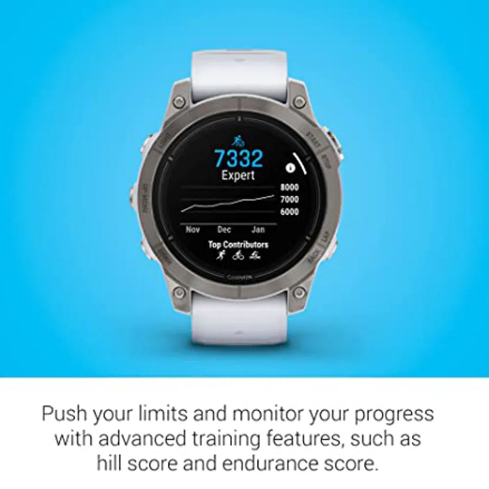 Garmin epix Pro (Gen 2) Sapphire Edition 47mm Whitestone Advanced Training Technology Built-in Flashlight High Performance Smartwatch - 010-02803-20