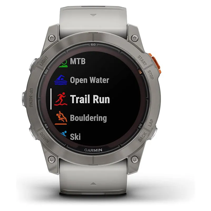 Garmin fenix 7X Pro Sapphire Solar Built-in Flashlight Solar Charging Capability Fog Gray/Ember Orange Multisport GPS Smartwatch - 010-02778-14
