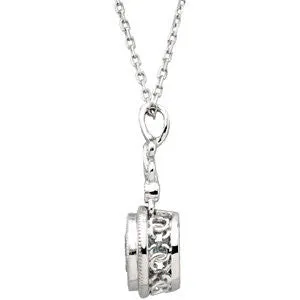 Genuine Aquamarine & Diamond Pendant - 14k White Gold or Sterling Silver