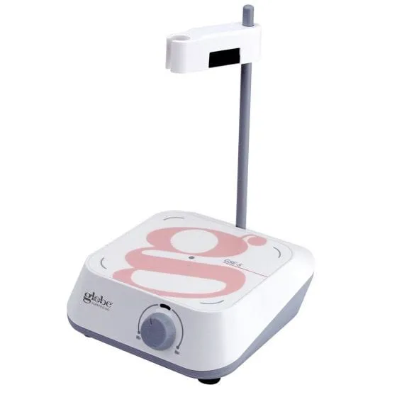 Globe Scientific Magnetic Stirrer, Square, with Custom Labels, 100-240v, 50/60Hz, with US, UK and EU plugs, 300-2000rpm, Retort stand, PET surface