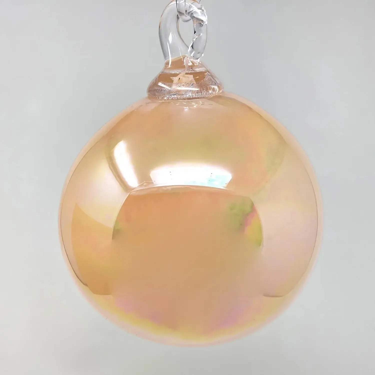 Handblown Set of Three Opaque Ornaments in Just Peachy Diamond, Just Peachy Twist, and Just Peachy by Glass Eye Studio