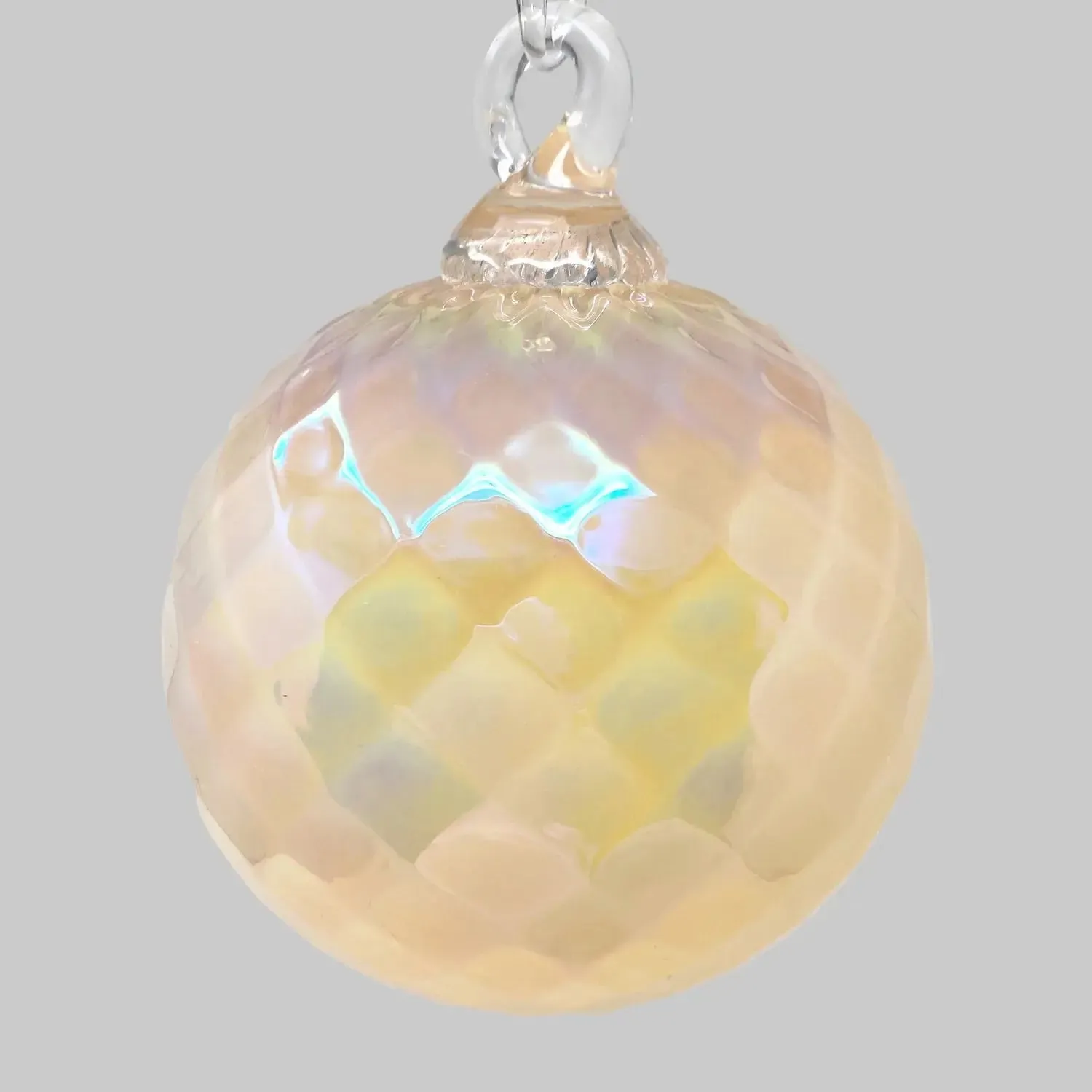 Handblown Set of Three Opaque Ornaments in Just Peachy Diamond, Just Peachy Twist, and Just Peachy by Glass Eye Studio