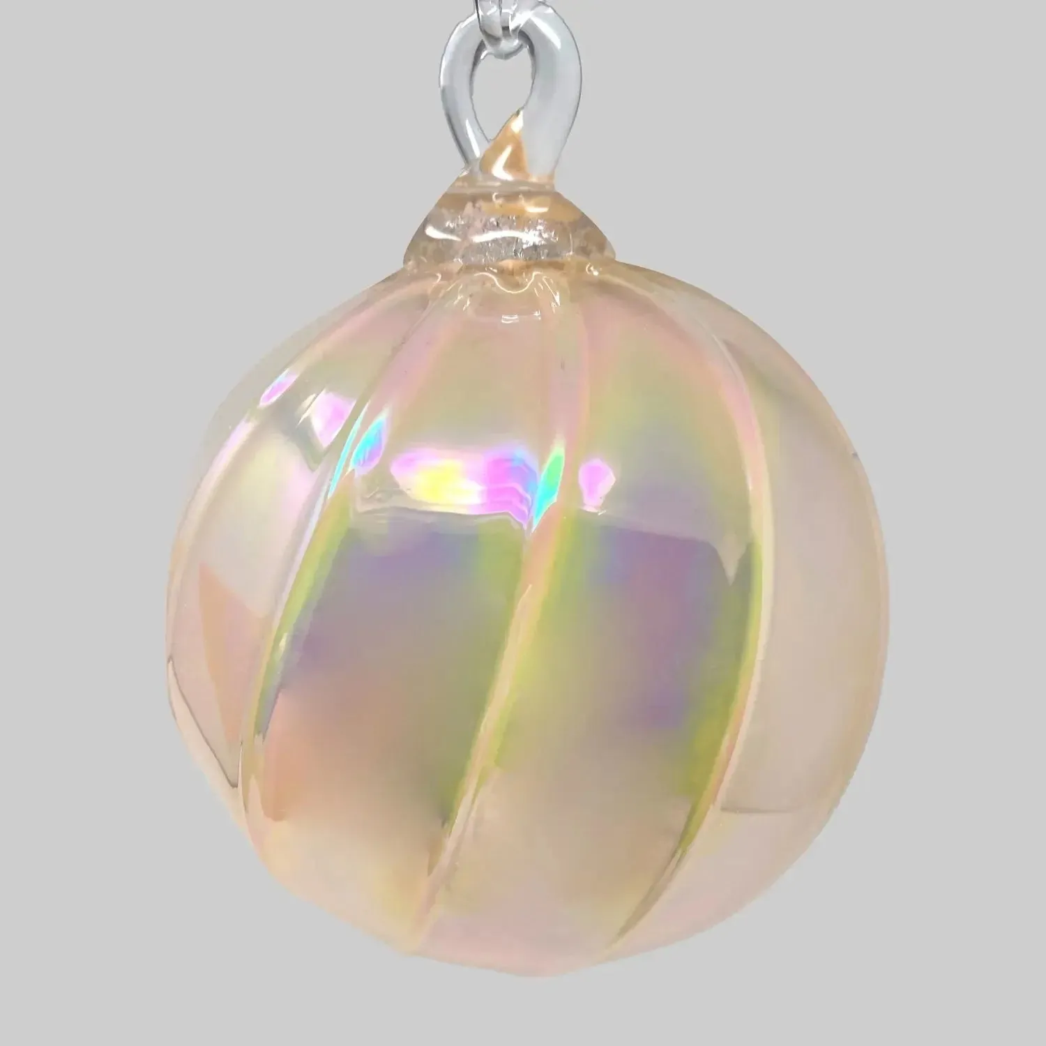Handblown Set of Three Opaque Ornaments in Just Peachy Diamond, Just Peachy Twist, and Just Peachy by Glass Eye Studio