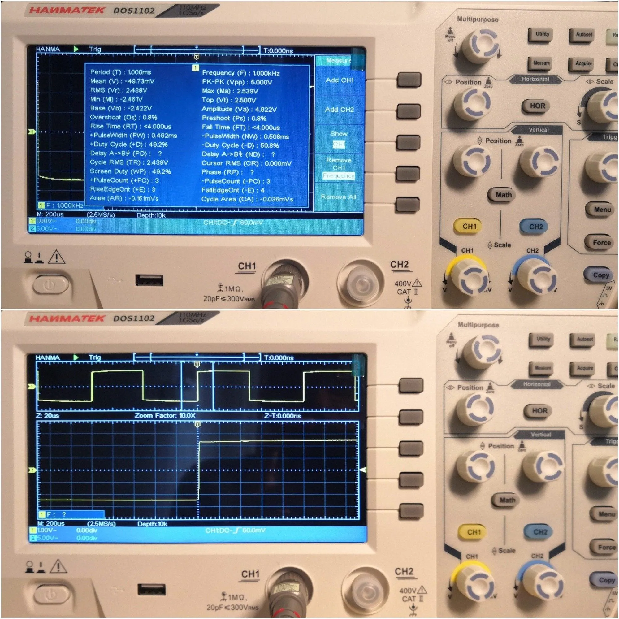 Hanmatek DOS1102 Digital Oscilloscope: 100mhz 2 channel 1gsa/s 7 inch LCD USB PC Connection
