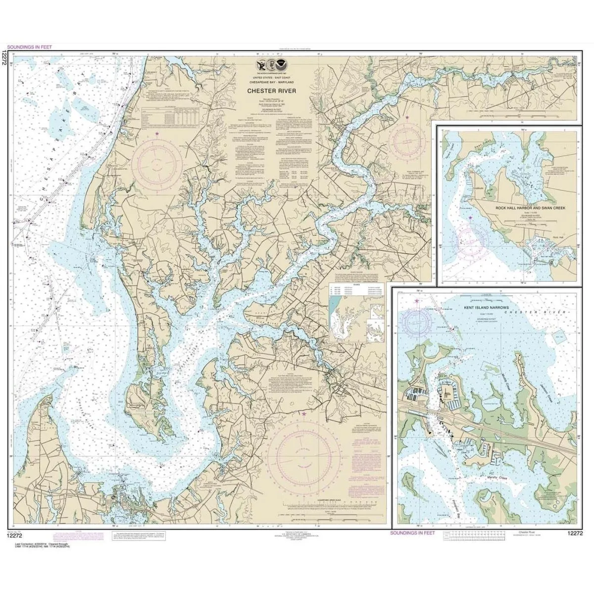 Historical NOAA Chart 12272: Chester River; Kent Island Narrows: Rock Hall Harbor and Swan Creek