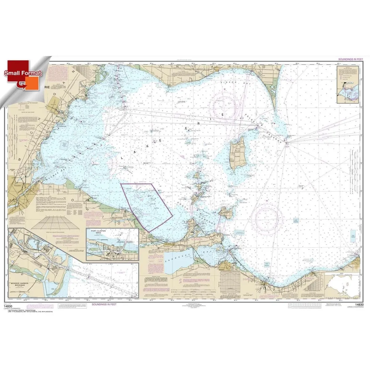 Historical NOAA Chart 14830: West End of Lake Erie; Port Clinton Harbor; Monroe Harbor; Lorain to Detriot River; Vermilion